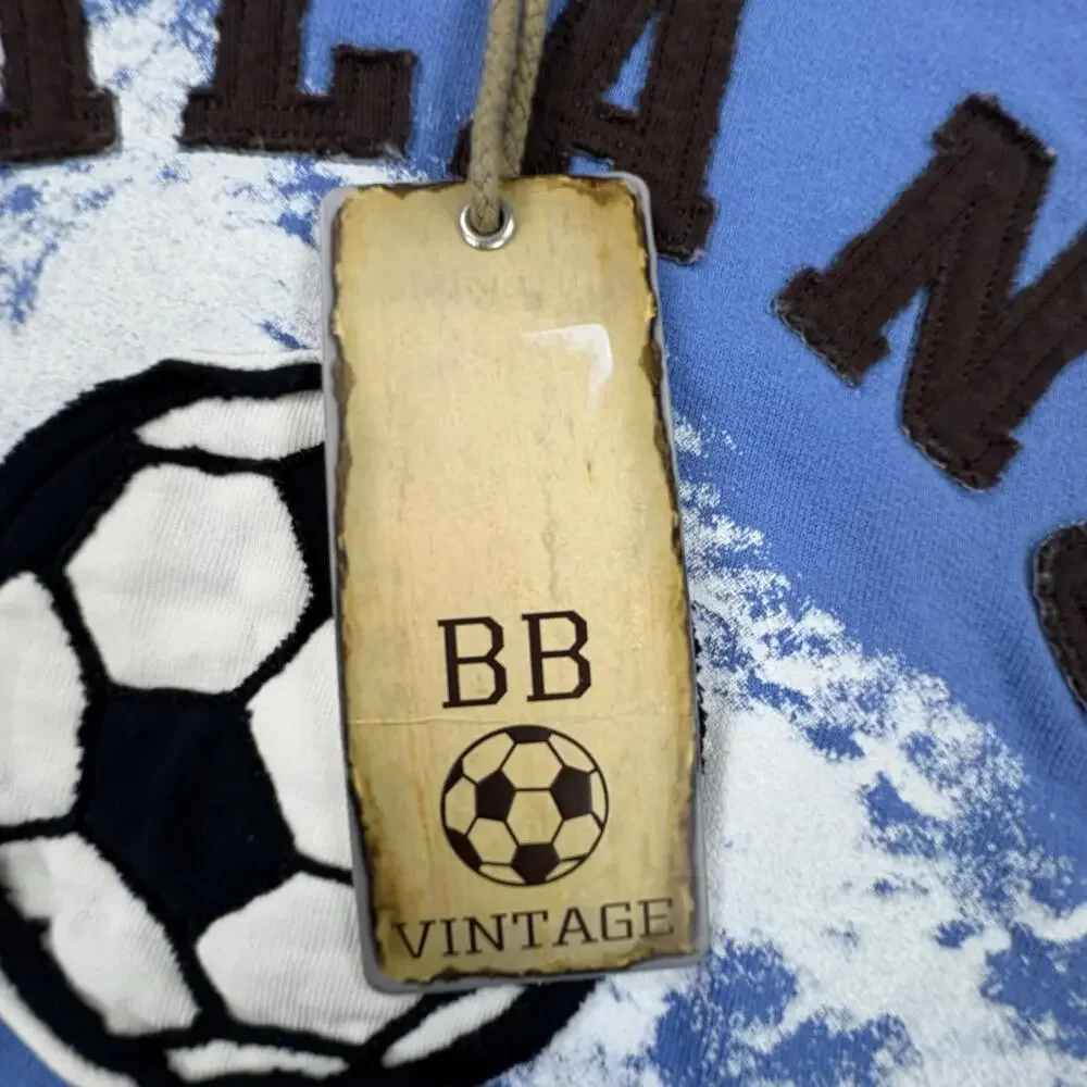 BB Vintage Hoodie Kids 2T Blue Milano Soccer Ball Graphic '78 Fleece Pullover